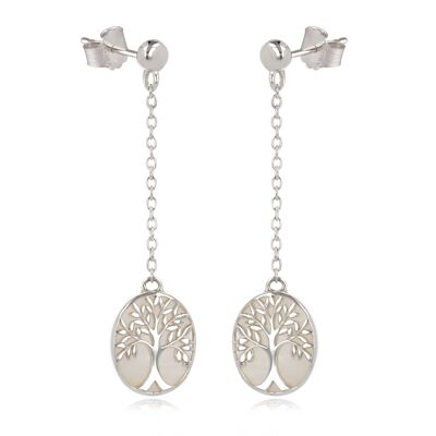 Boucles d'oreille nacre blanche Argent massif K50300