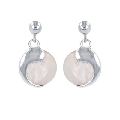 White mother-of-pearl earrings silver 925 4602
