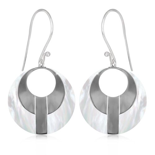 Boucles d'oreille nacre blanche naturelle Argent K50316