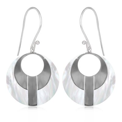 Natural white mother-of-pearl earrings Silver K50316