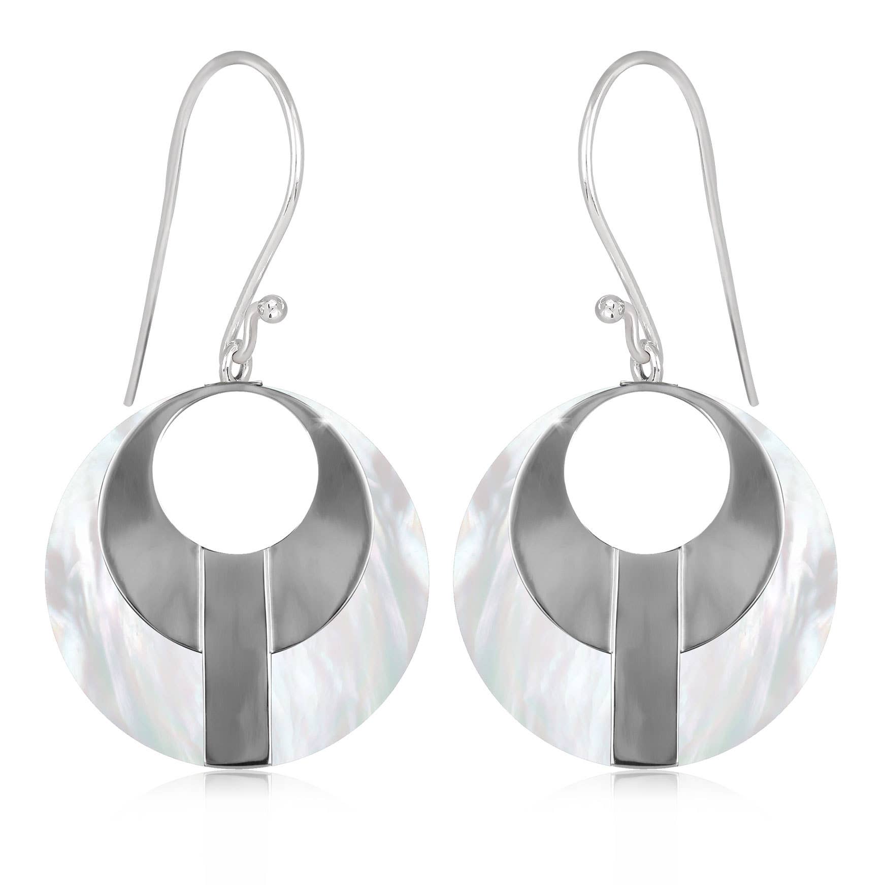 Boucles d'oreille nacre blanche naturelle Argent massif