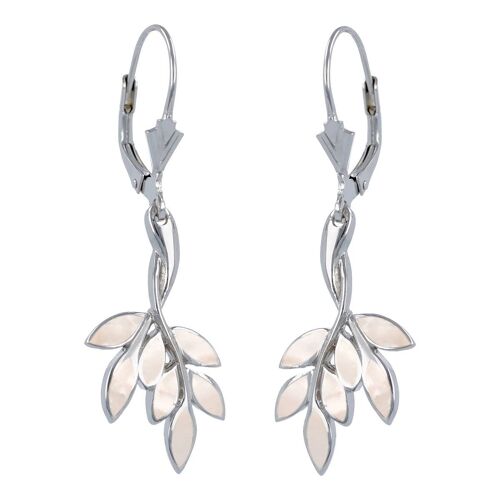 Boucles d'oreille nacre feuillage argent 925 50361