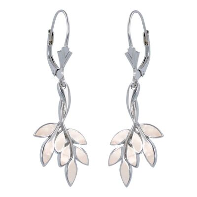 Mother-of-pearl foliage earrings in 925 silver 50361