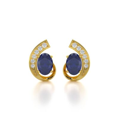 Yellow Gold Sapphire and Diamond Earrings 2.10grs