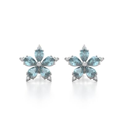 Aquamarine and Diamonds White Gold Earrings 4.52grs