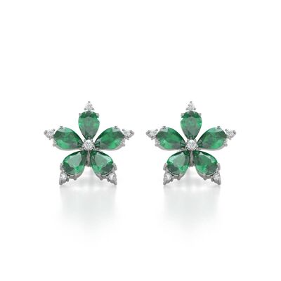 White Gold Emerald and Diamond Earrings 4.52grs