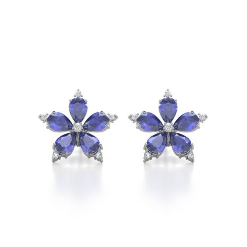 Boucles d'oreille Or Blanc  Tanzanite et Diamants 4.52grs