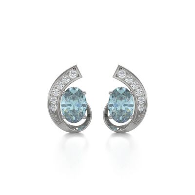 Aquamarine and Diamonds White Gold Earrings 2.10grs