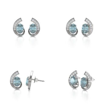 Boucles d'oreille Or Blanc Aigue-Marine et Diamants 2.10grs 2