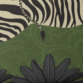Zèbre dansant, Vert verdoyant, Oreiller Décor Tropical Animalia, Housse de coussin, 45x45cm 3