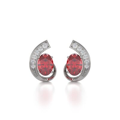 White Gold Ruby and Diamond Earrings 2.10grs