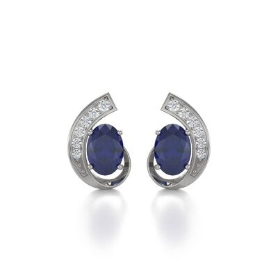 White Gold Sapphire and Diamond Earrings 2.10grs