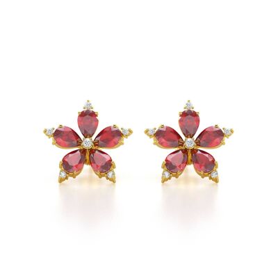Yellow Gold Ruby and Diamond Earrings 4.52grs