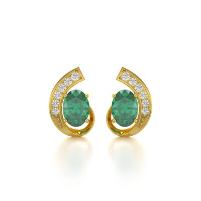 Yellow Gold Emerald and Diamond Earrings 2.10grs