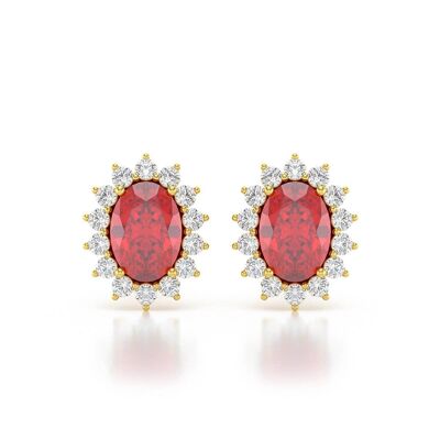 Yellow Gold and Ruby Earrings 2.25grs