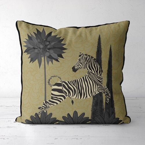 Dancing Zebra, Gold, Animalia Tropical Decor Pillow, Cushion cover, 45x45cm