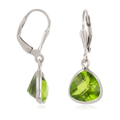 Pendientes de peridoto verde pera engastados en plata K50359