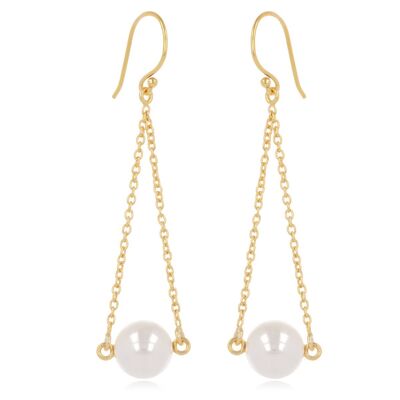 White Imitation Pearl Earrings Silver 60379