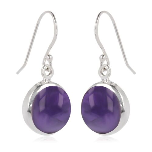 Boucles d'oreille pierre Amethyste naturelle argent 60307