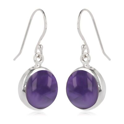 Natürliche Amethyst-Stein-Ohrringe Silber 60307