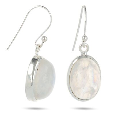 Antique 925 silver moonstone earrings handcrafted - 30mm