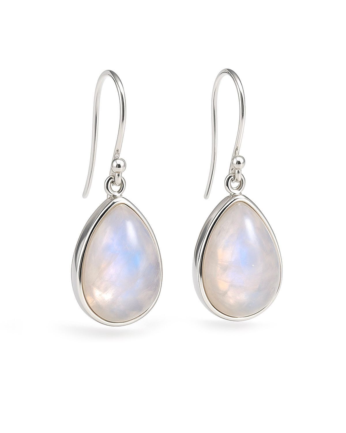 Antike 925 Silber Birne Mondstein Ohrringe Handgefertigt - 30mm