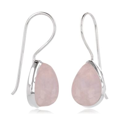 Pendientes piedra cuarzo rosa natural 60304