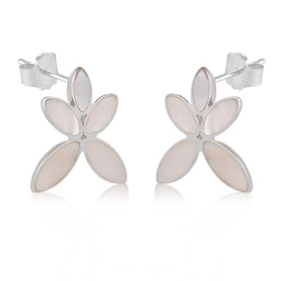 White mother-of-pearl earrings Silver 45043