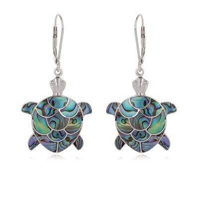 Mother of Pearl Abalone Turtle Earrings Set Silver K50352