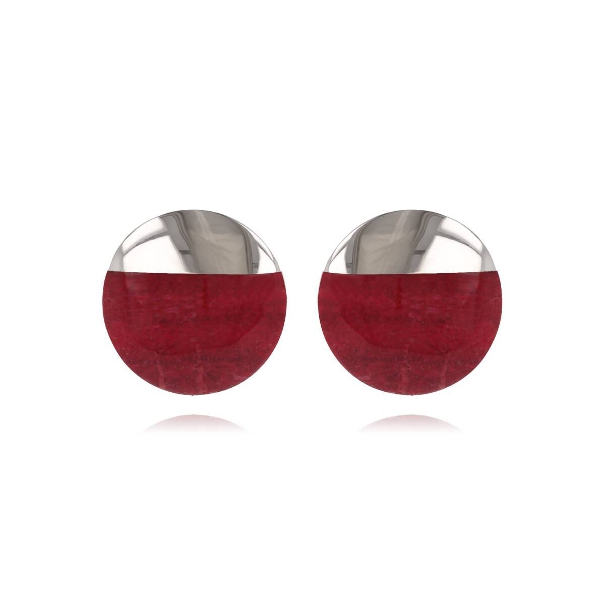 Orecchini a disco in corallo in argento 925 - K50340