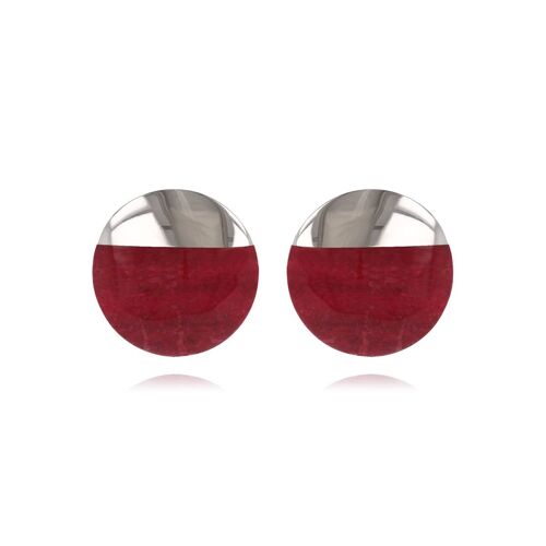 Boucles d'oreilles disque Corail serti argent K50340