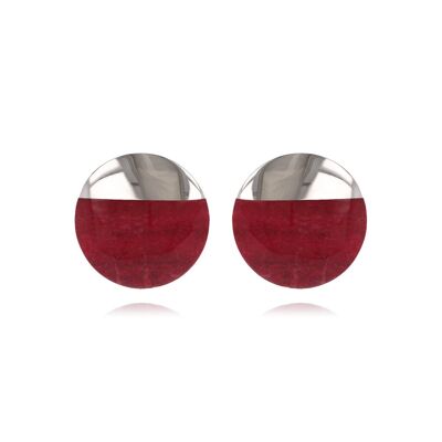 Boucles d'oreilles disque Corail serti argent K50340