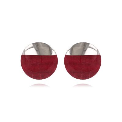 Coral disc earrings set in silver K50340