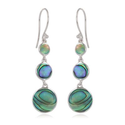 Dangling earrings 3 abalone mother-of-pearl discs K50326