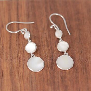 Boucles d'oreilles pendantes 3 disques de nacre K50325 3