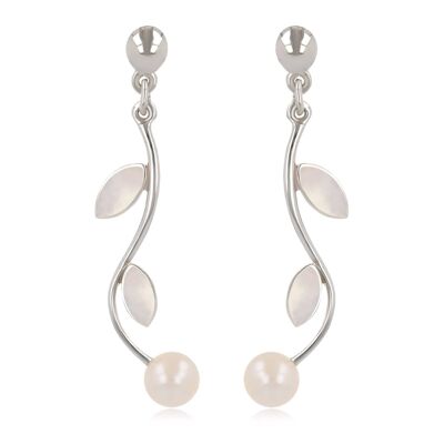 Pendientes perla nácar blanco Plata K50306