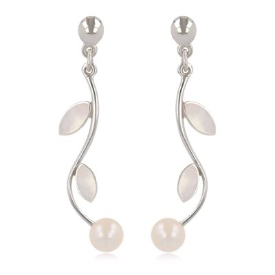 White mother-of-pearl pearl earrings Silver K50306