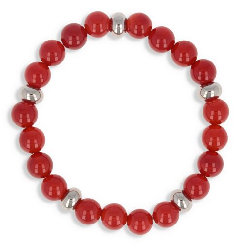 Bracelet élastique 60mm en pierre naturelle d'agate rouge