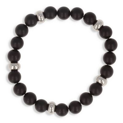 Elastic bracelet 60mm matte black Agate natural stones