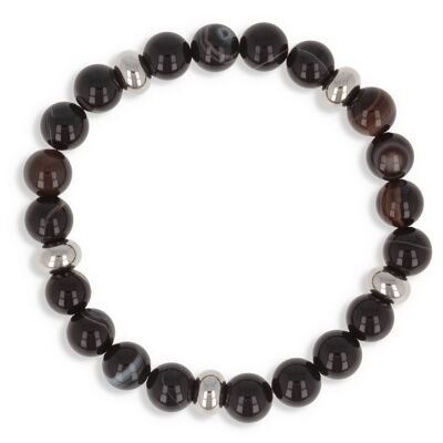 Elastic bracelet 60mm natural stones striped black Agate