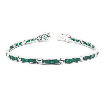 Emerald Bracelet Square Shape and 925 Silver Silver-Em-3.75