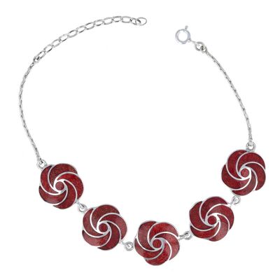 Bracelet Fleur Spirale Corail Argent 925 - 37002