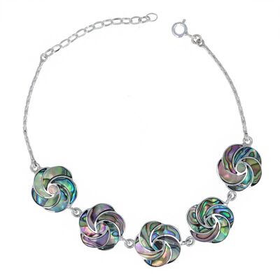 Silver spiral effect abalone mother-of-pearl bracelet 37001