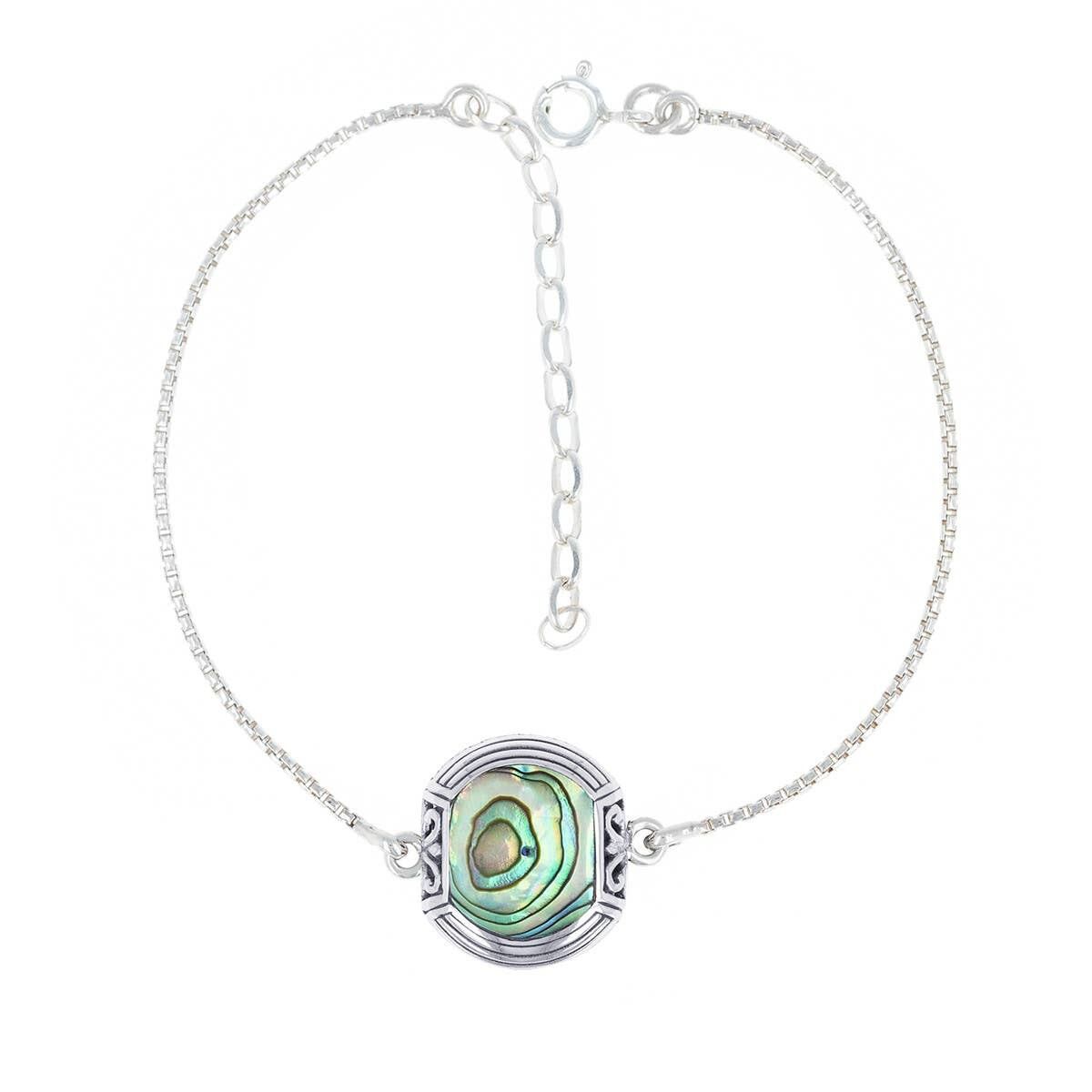 Bracciale etnico in madreperla e abalone in argento 925 - 50921-ETHN-Ab