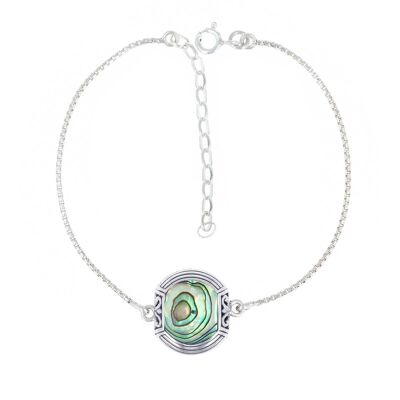Ethno Perlmutt Abalone Armband 925 Silber 50921-ETHN-Ab