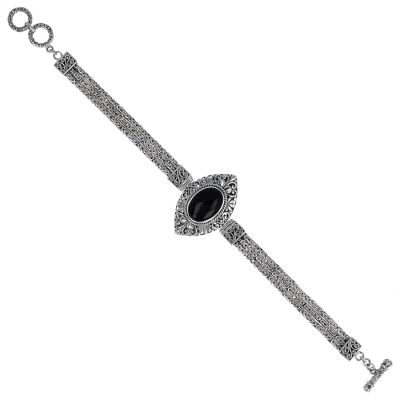 Men's Sterling Silver Onyx Bracelet
