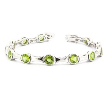 Bracelet Péridot Forme Ronde et Argent 925 Silver-P-6.6 1