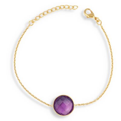 Faceted Amethyst stone bracelet on gold chain