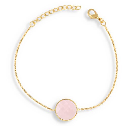 Bracelet Pierre Quartz rose facettée dorée l'or fin 60943