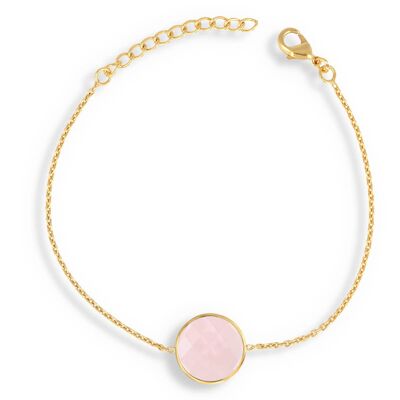 Faceted pink quartz stone bracelet gilded with fine gold 60943